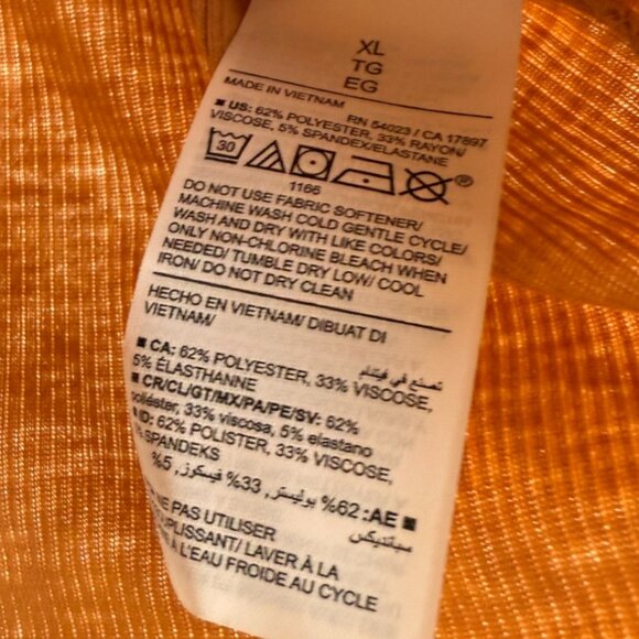 Old Navy Orange/Tan Ultra Lite Rib Knit V Neck Polo Short Sleeve Tee - XL - Picture 4 of 6